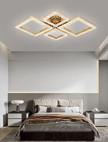 Lustra LED 100 W Ceiling 4 Glam Auriu, LED inclus, 4 surse de iluminare, Telecomanda, Dimabil, Lumin